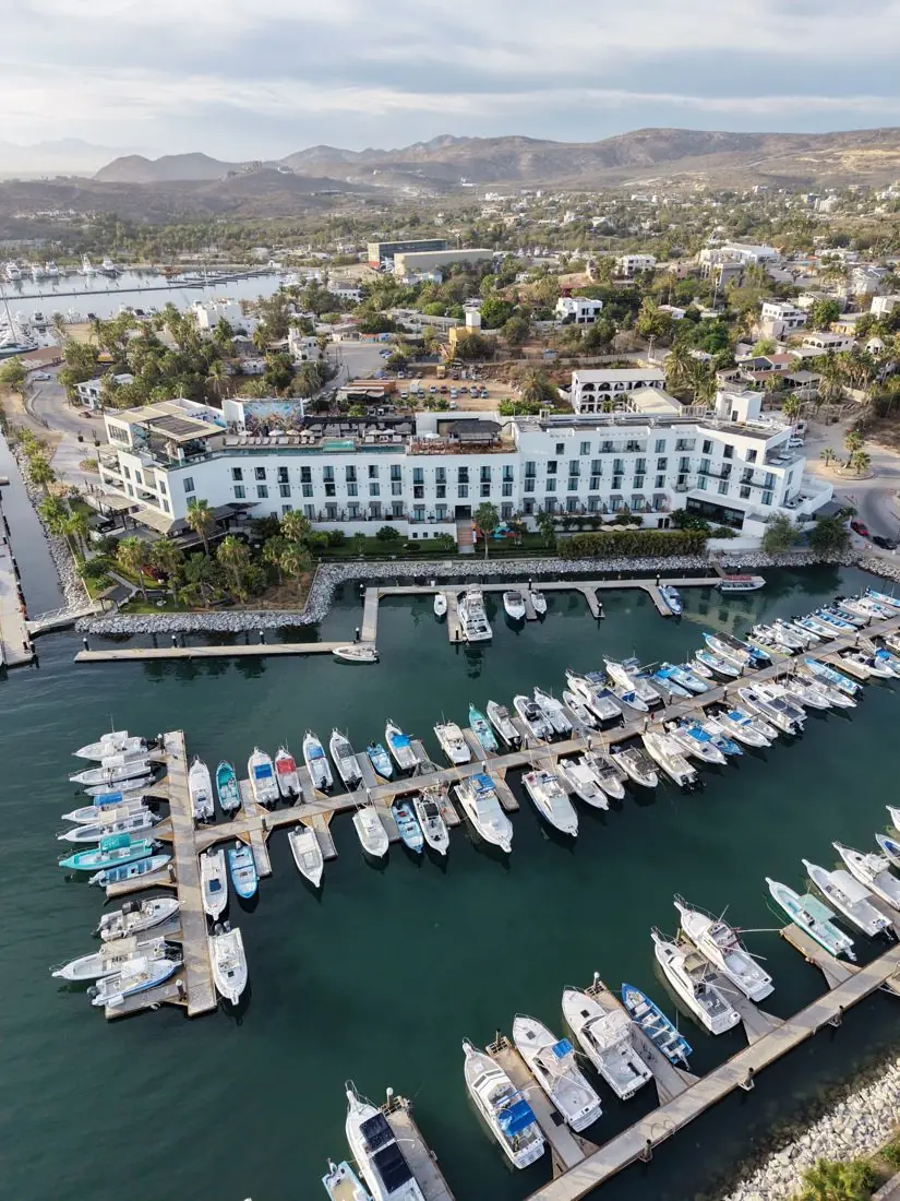 Hotel El Ganzo and the marina from above