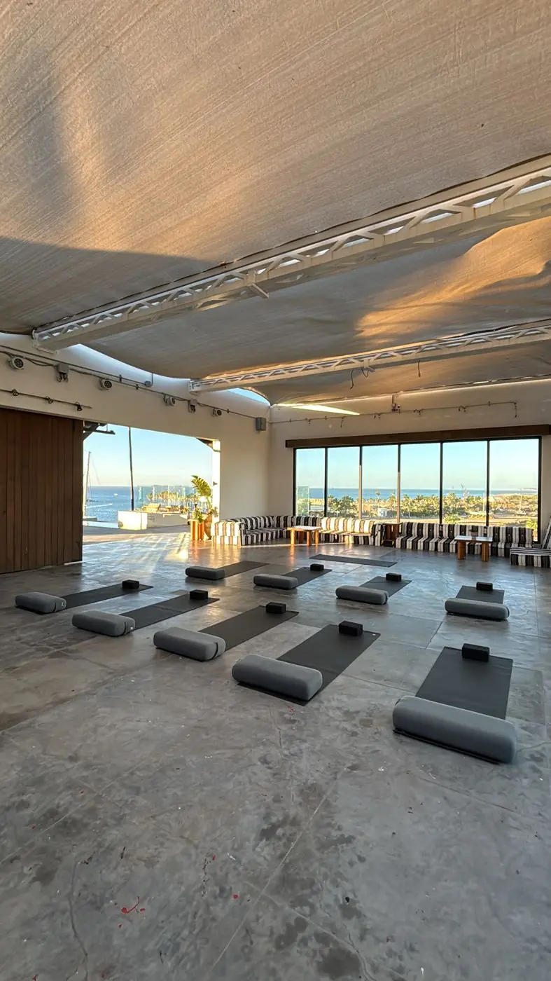 The rooftop studio at El Ganzo set for morning practice